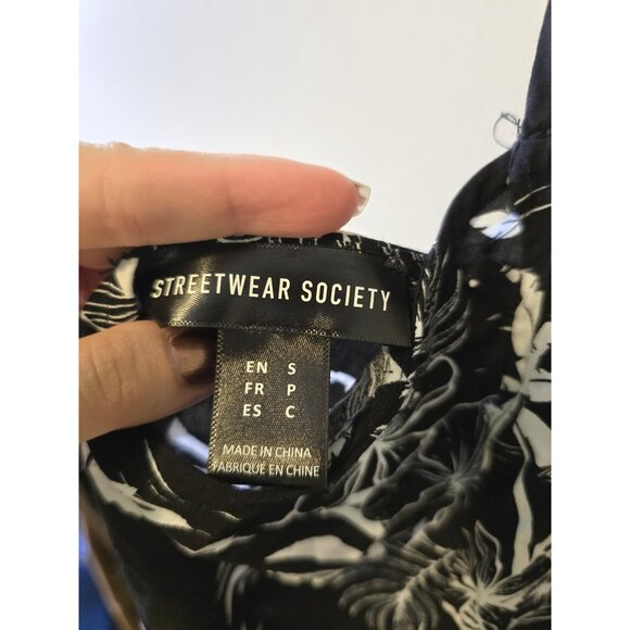 Womens Black White Halter Dress Hawaiian Print Sundress Tropical Beach Cute Sz S - Picture 8 of 8